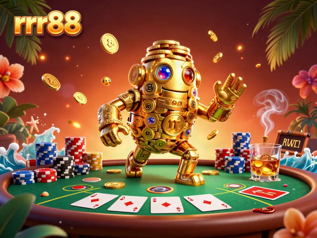 Experience thrilling gaming with the 3D golden golem and poker elements at rrr88.