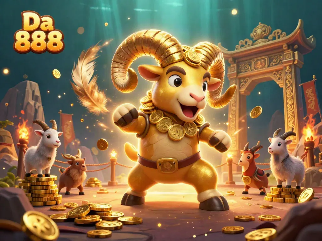 Experience thrilling gameplay with Da 888 in a vibrant, dynamic casino setting featuring golden rewards and exciting elements.
