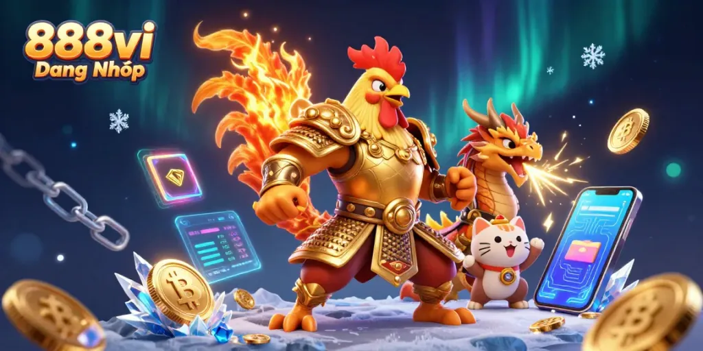 Join the excitement of 888vi Đăng Nhập with powerful characters and crypto-inspired design.