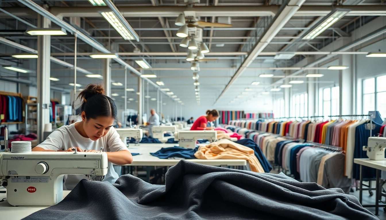 Visualize the work environment at a Clothes Factory China showcasing skilled artisans producing high-quality garments.