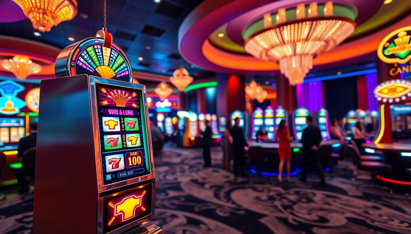 Slot gacor menarik dengan mesin slot cerah di kasino penuh semangat.