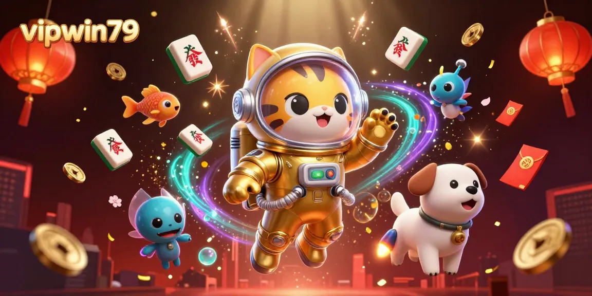 Experience the thrill at vipwin79 with a vibrant 3D casino scene showcasing dynamic gaming elements and characters.
