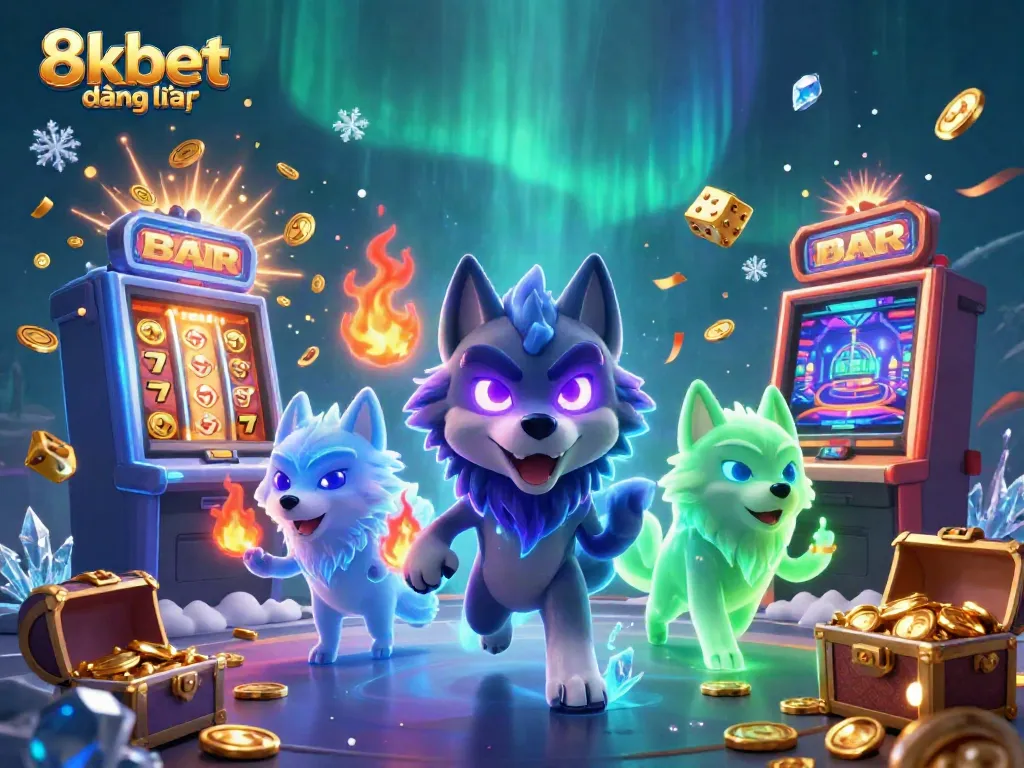 8kbet đăng nhập: Join the thrilling experience with a dynamic 3D casino scene filled with games and excitement.