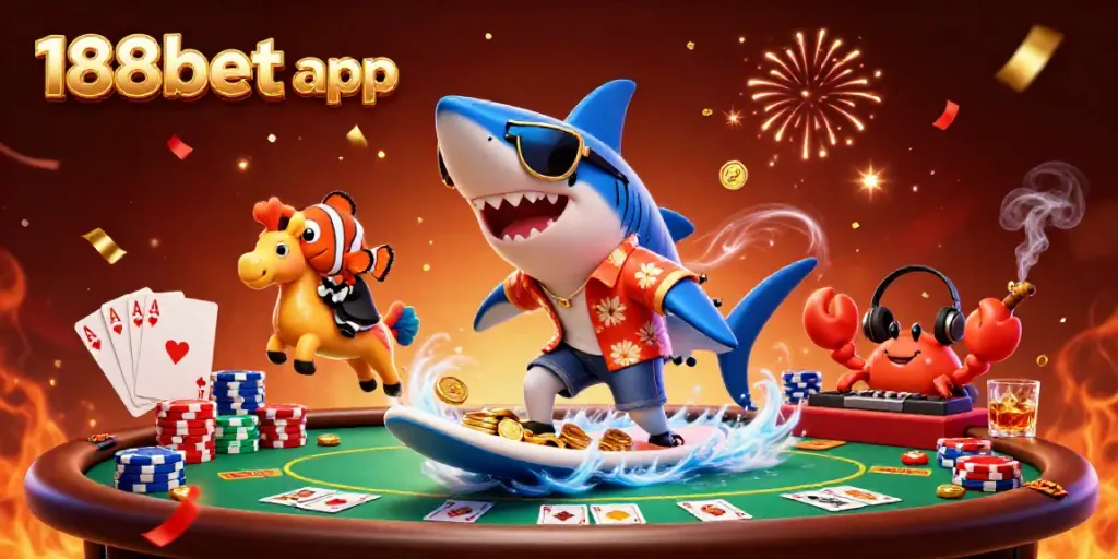 Experience excitement with the 188bet app featuring fun characters and casino elements.