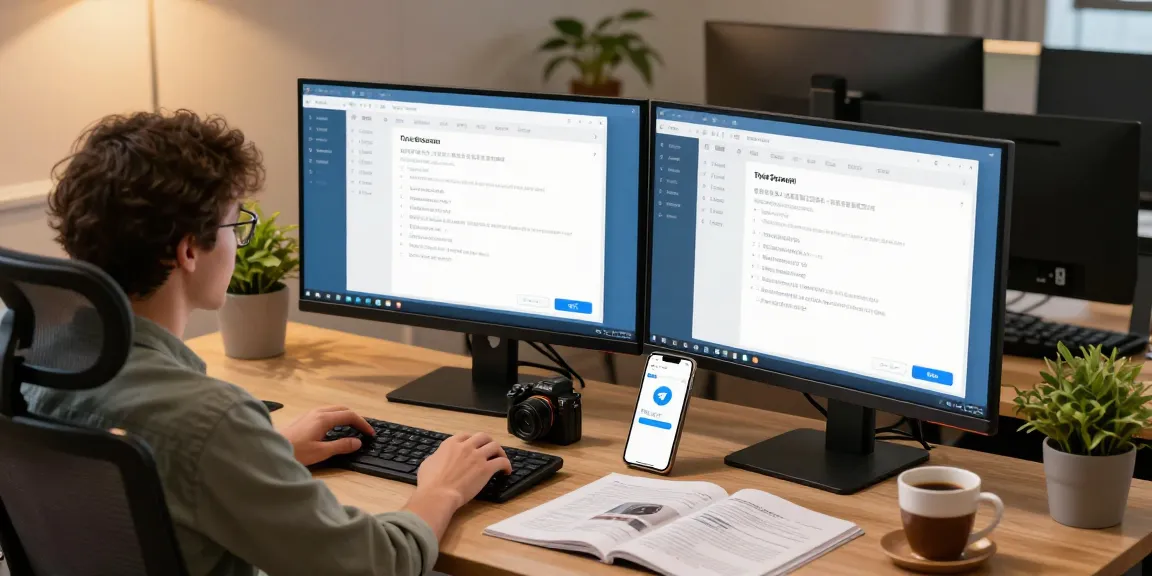 Setting up Telegram Chinese language pack on a sleek desktop workspace.