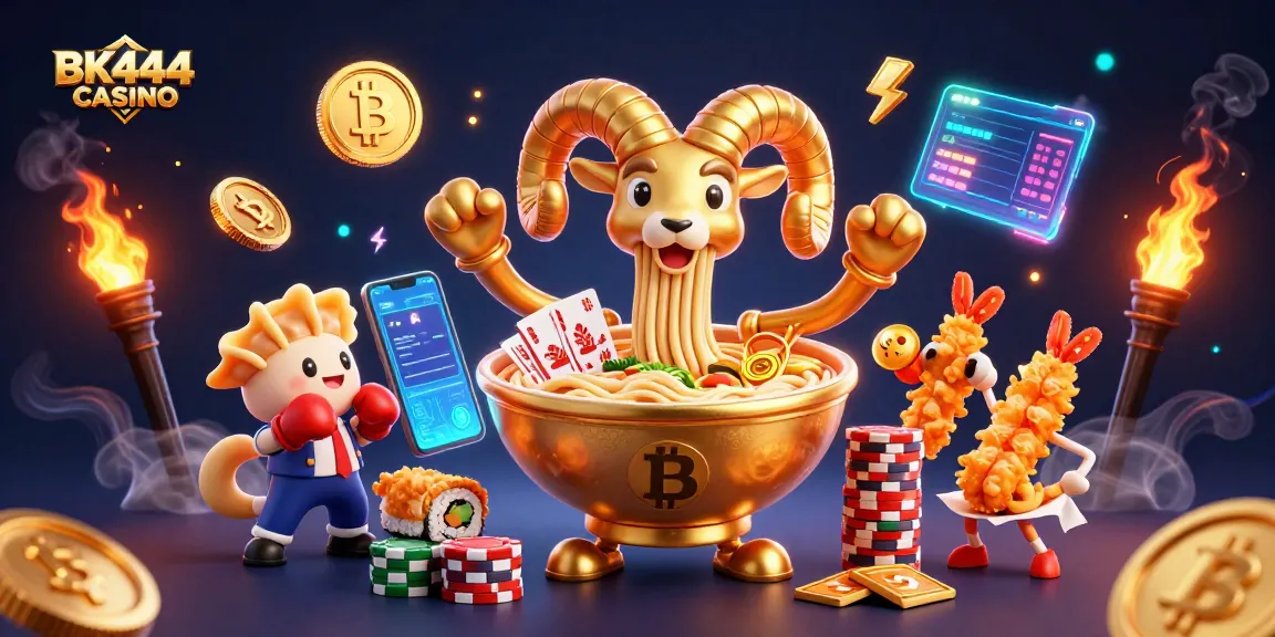 Engage with the vibrant BK444 CASINO scene featuring unique characters in a colorful, animated gambling environment.