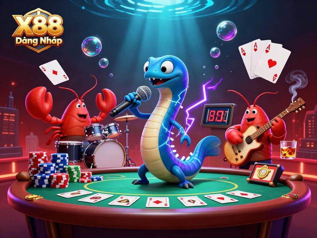 Engage in thrilling gameplay at X88 Đăng Nhập amidst vibrant casino elements and energetic performers.
