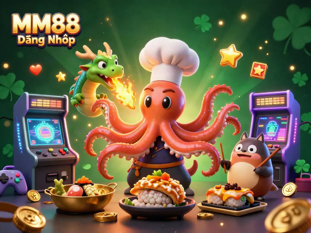 Experience MM88 Đăng Nhập with an exciting 3D casino scene featuring vibrant characters.