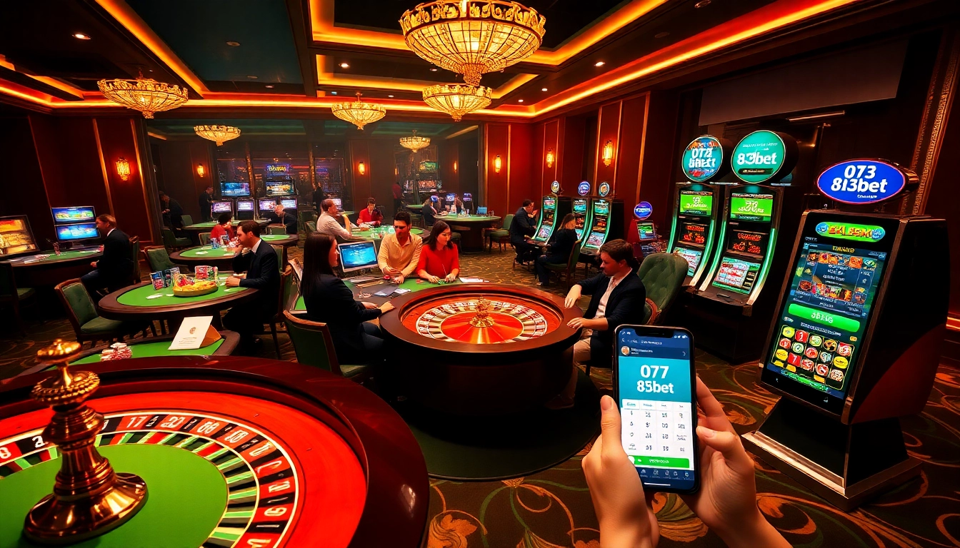 Jogadores aproveitando jogos emocionantes no cassino online 813bet, com elementos vibrantes de cassino.
