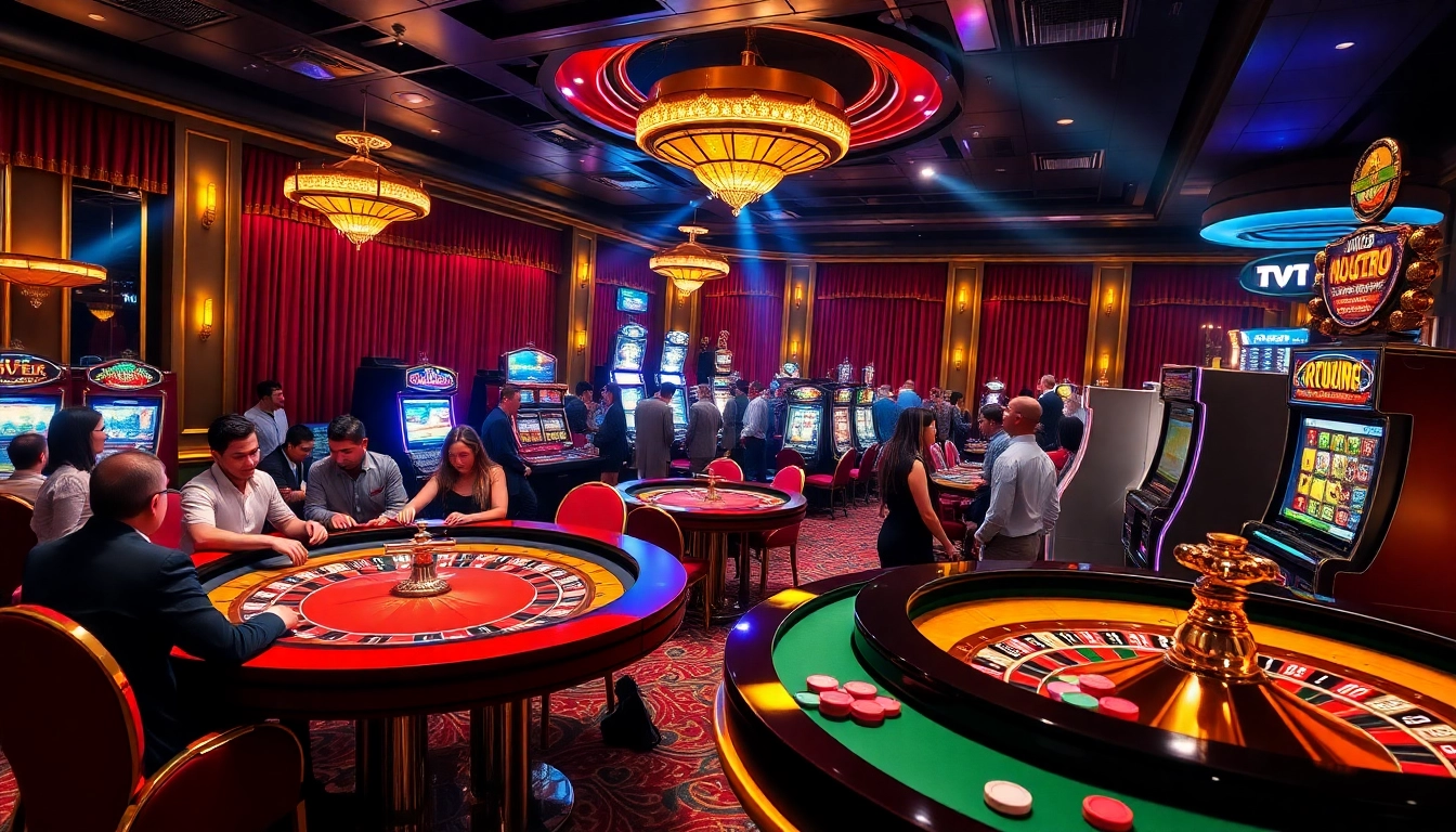 Experience the thrilling excitement of 7m gaming at a luxurious casino with vibrant tables and big winners.