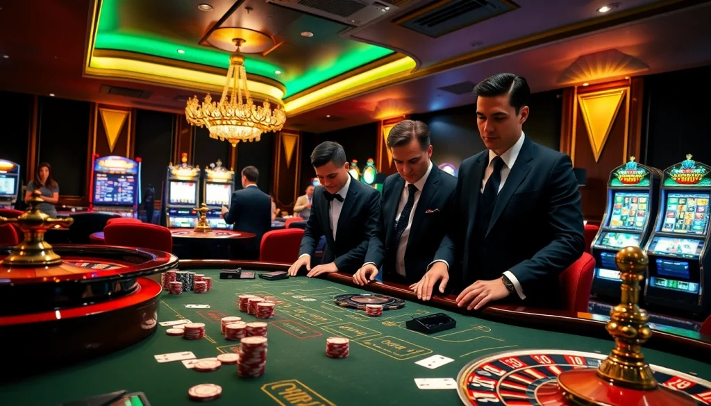 Experience the excitement of gambling at VN 88 with vibrant casino visuals showcasing lively gameplay.