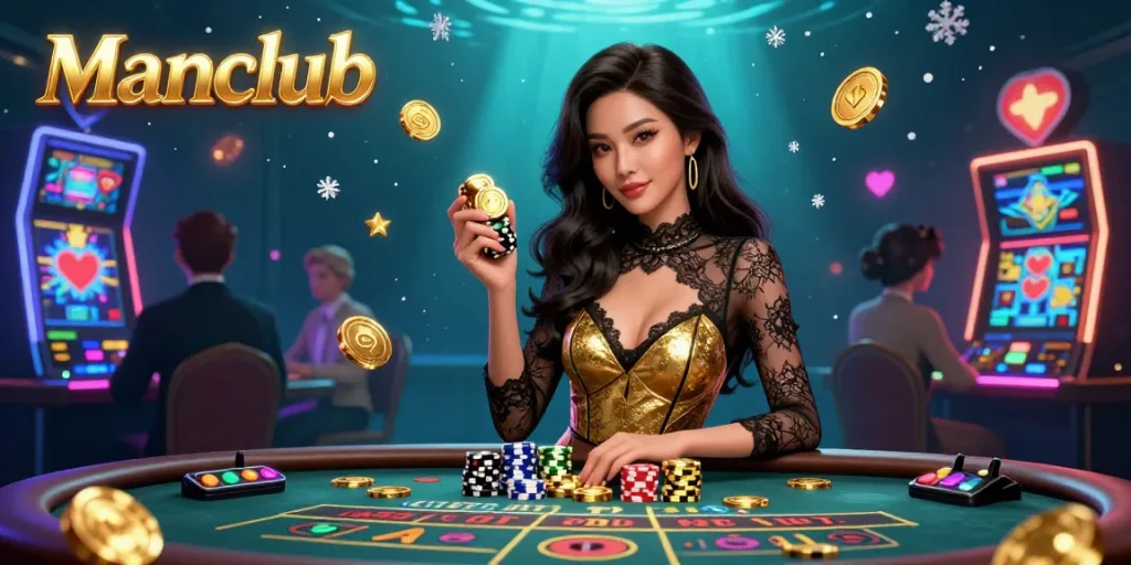 Join the exciting Manclub for high-stakes play with luxurious casino elements and a vibrant atmosphere.