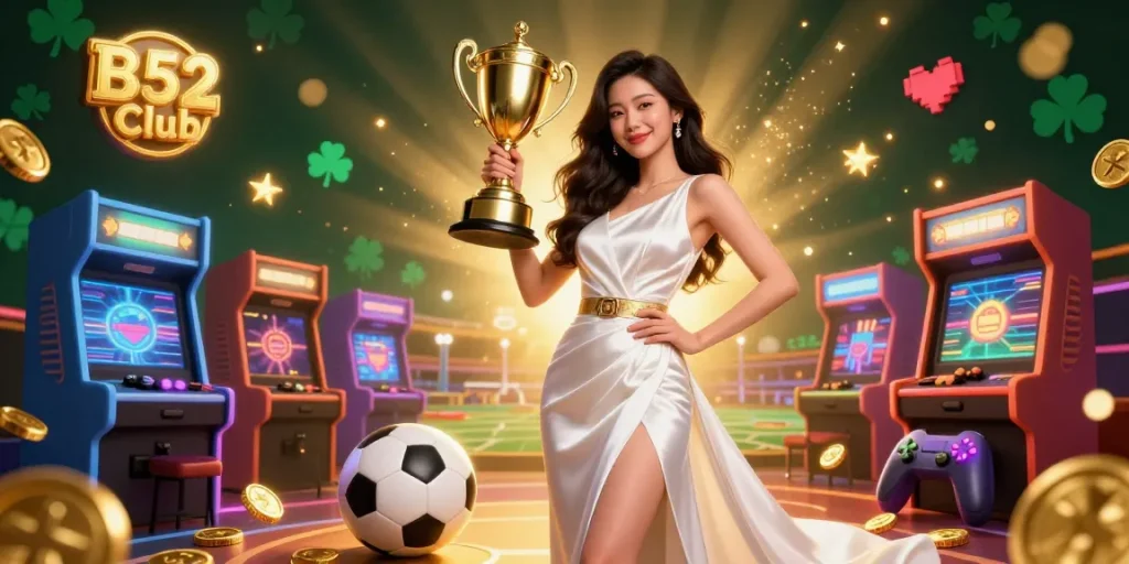 B52 Club celebrates with interactive gaming elements in a vibrant casino atmosphere, showcasing thrilling sports betting.