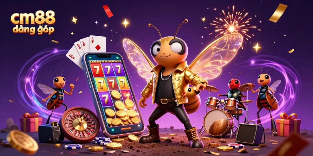 Experience thrilling gameplay with cm88 đăng nhập featuring vibrant slot games and rock star characters.