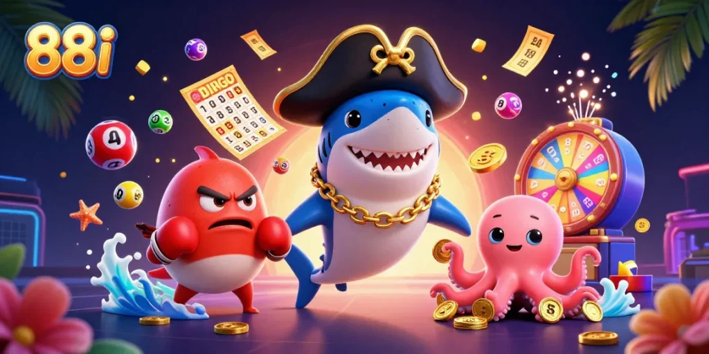 Engage in thrilling gaming experiences at 88i with dynamic characters and lottery elements.