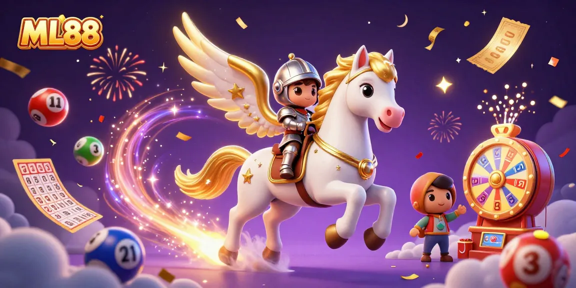 Join the excitement of ML88 with a celestial horse and knight, surrounded by vibrant casino elements.