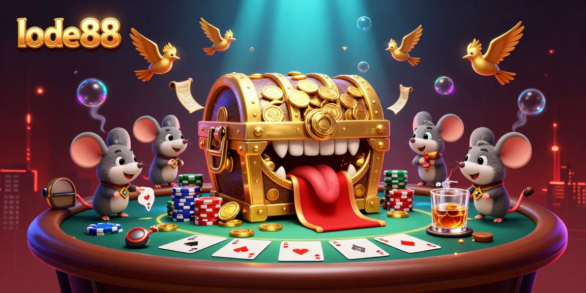 Experience thrilling gameplay at lode88 with a vibrant 3D casino illustration full of excitement.